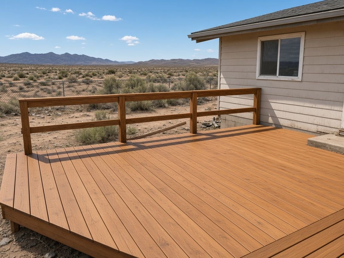 Same deck after repair and fresh stain